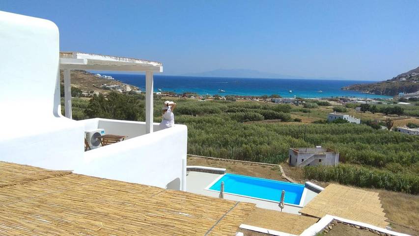 BnB für 5 Personen, mit Balkon und Terrasse sowie Garten und Pool auf Mykonos