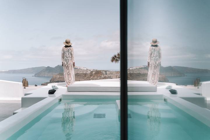 Villa para 10 pessoas, com terraço e piscina em Santorini