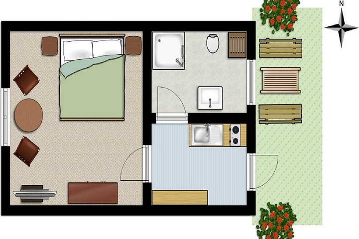 Apartamento de vacaciones para 2 personas, con jardín - 1