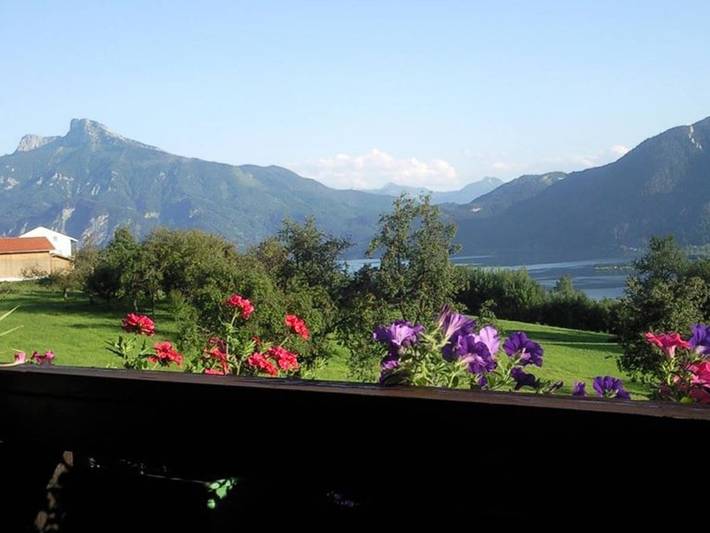 Ferienwohnung für 6 Personen, mit Balkon und Garten sowie Pool und Seeblick im Salzkammergut