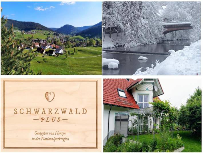 Ferienwohnung für 4 Personen, mit Terrasse und Garten sowie Sauna und Ausblick