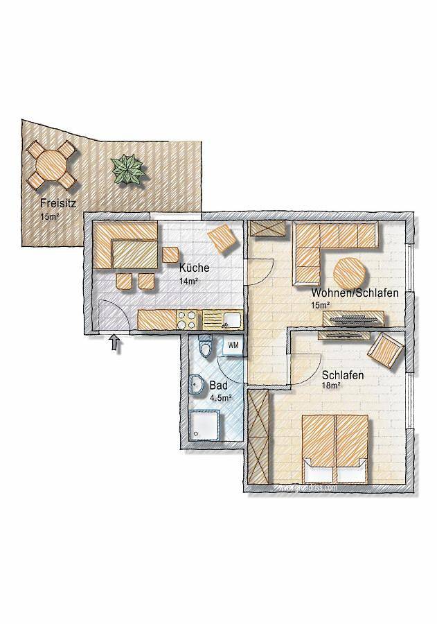 Ferienwohnung für 6 Personen, mit Balkon und Terrasse sowie Garten und Ausblick in Rübeland - 2