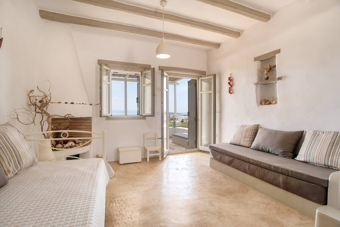 Villa "Christina Santa Maria" with Sea View, 2 Private Terraces & Wi-Fi in Paros