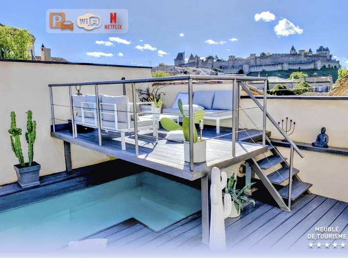 Casa rural para 6 personas, con terraza además de piscina y vistas en Carcasona