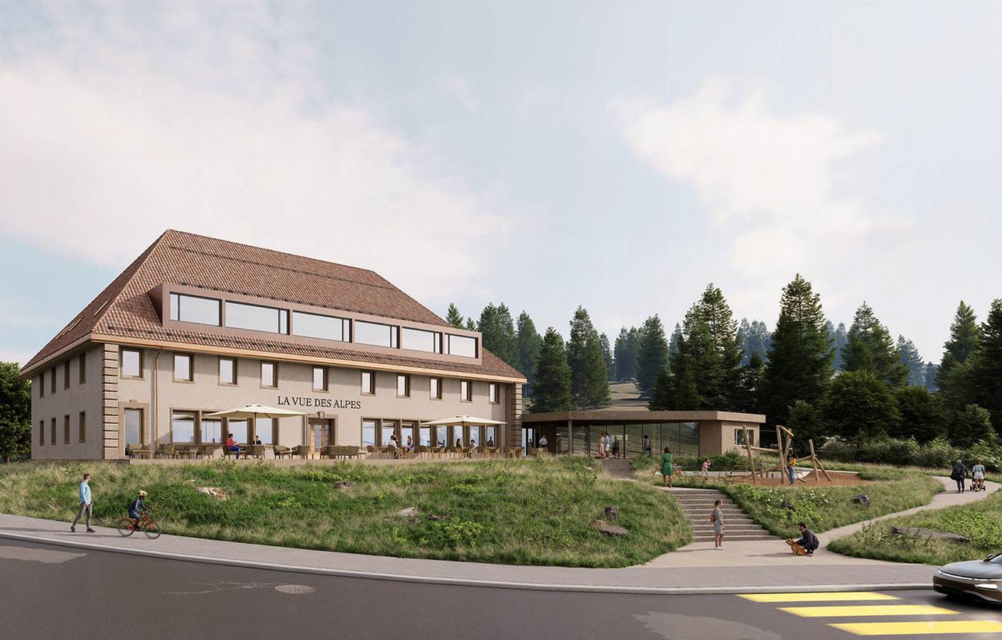 Hôtel de la Vue-des-Alpes - Familien-Dreibettzimmer in Les Loges (Jura), Val-de-Ruz
