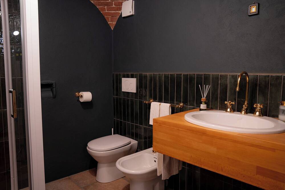 Bruno Selvago's Casba.  Rustic house with exposed brick surrounded by vineyards. in Lessona, Provincie Biella
