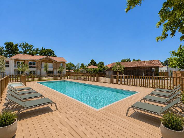 Appartement de vacances pour 4 personnes, avec piscine ainsi que terrasse et jardin dans Biscarrosse (bourg)