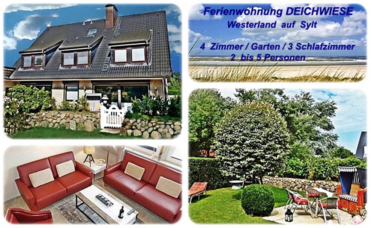 Ganze Ferienwohnung, Fewo Deichwiese Sylt-Westerland /Garten / 3 Schlaf in Sylt (Gemeinde), Sylt