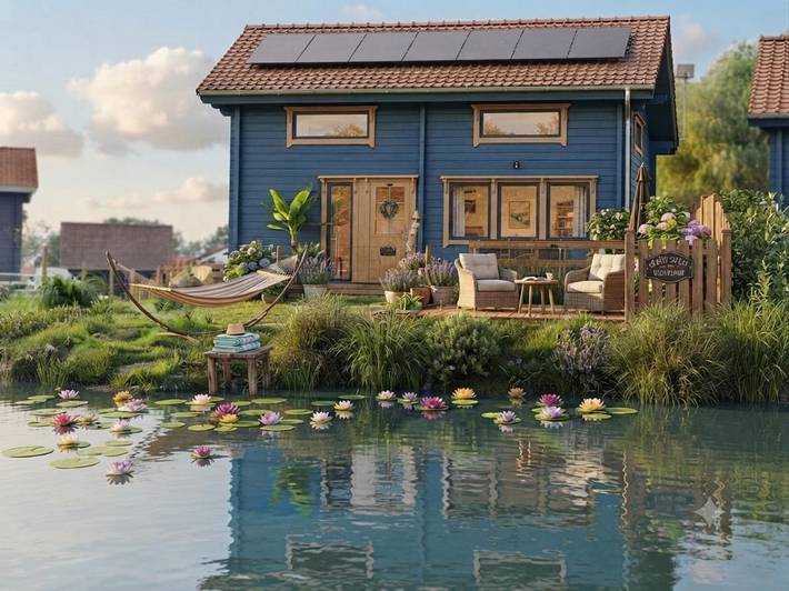 Chalet pour 7 personnes, avec Balcon et Terrasse ainsi que Jardin et Vue sur le lac
