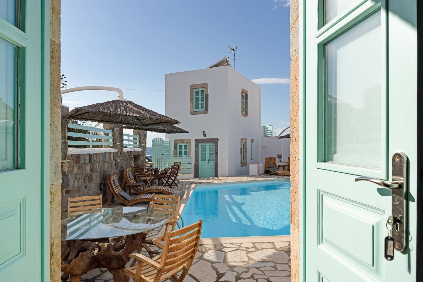 Room 'Triple Pool View No 1' with Shared Pool, Wi-Fi and Air Conditioning in Skala (Patmos), Dodecanese