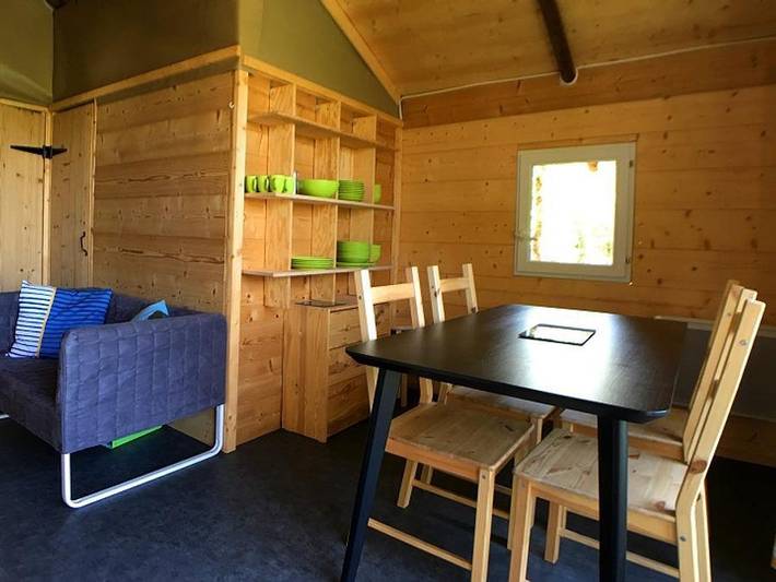 Le Petit Liou - Camping Sites et Paysages - Safarizelt 6 personen - Cabane Hivernet Premium 3 Zi. mit Sanitäranlagen in Embrun, Nationalpark Écrins