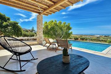 Location de vacances pour 8 personnes, avec jardin dans Aliki