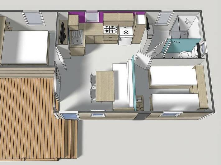 Camping les Rives du Lac Cantalès - Mobilheim 4 personen - Mobilheim 2 Zimmer Terra in Saint-Gérons, Aurillac und Umgebung