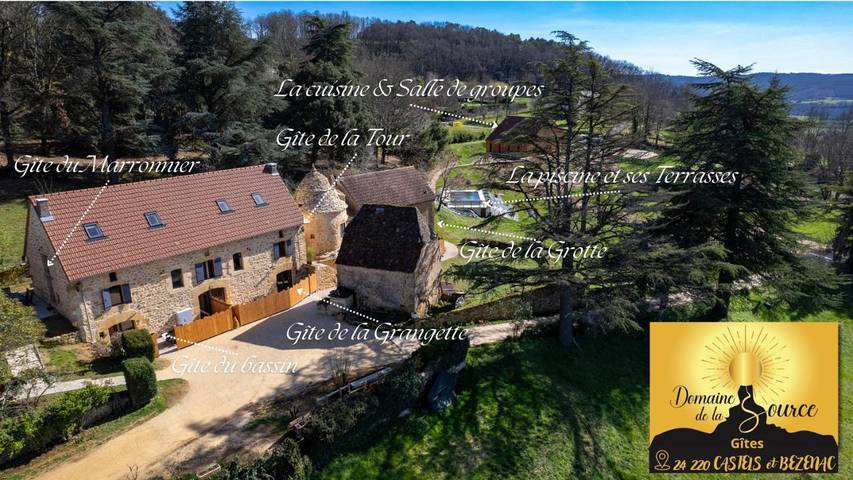 Location de vacances pour 4 personnes, avec vue ainsi que jardin et piscine dans Castels et Bézenac