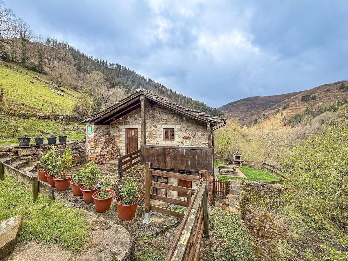 Cabaña La Gurueba, frente rio y cascada in Vega de Pas, Cordillera Cantábrica