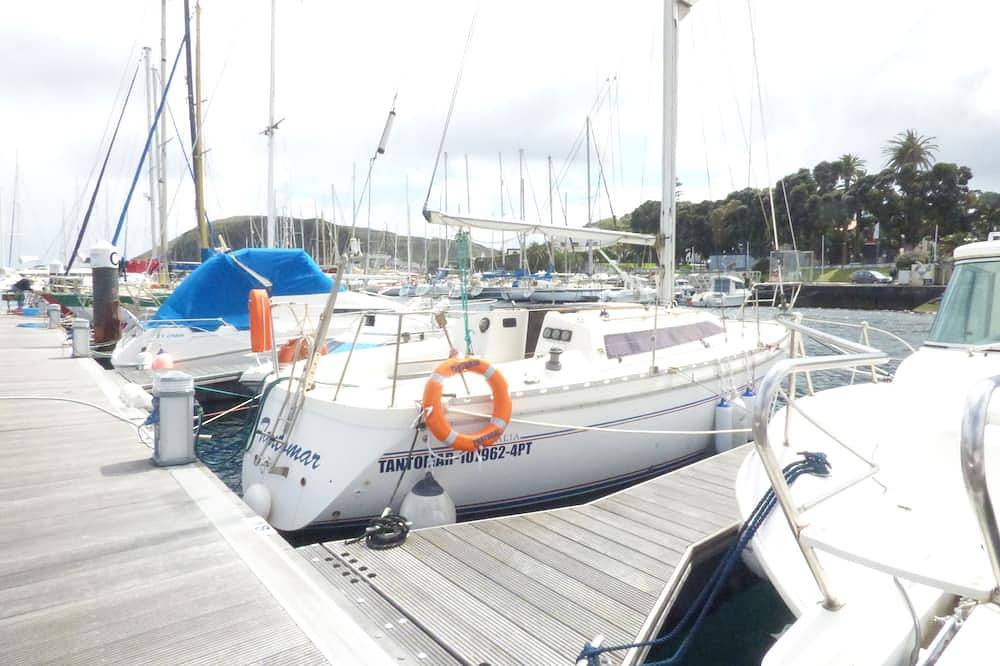 Sailboat Tantomar, moored at Horta Marina, Faial Island, Azores in Horta, Faial