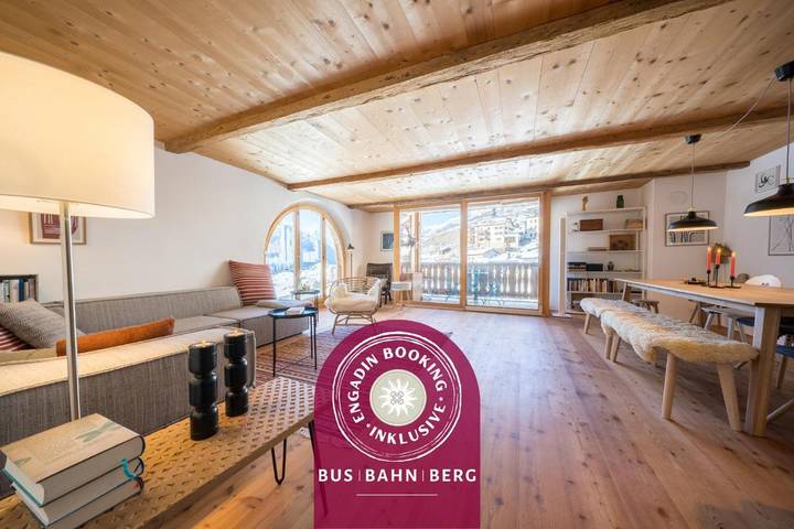 Ferienwohnung für 6 Personen, mit Balkon und Garten sowie Ausblick in Ardez