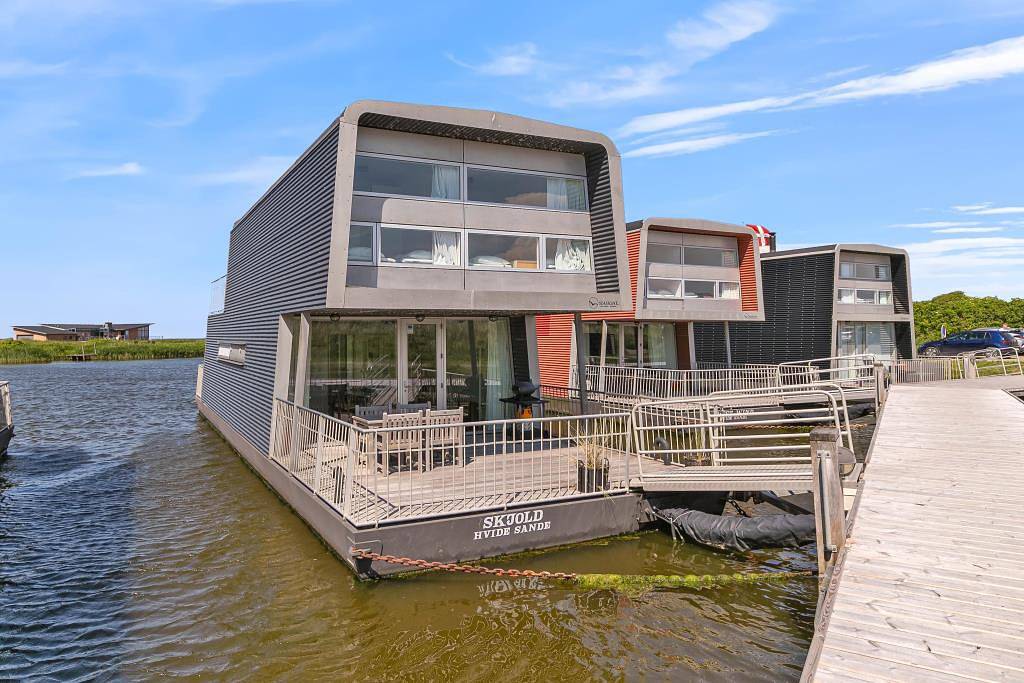 Hausboot mit wunderbarer Aussicht auf den Fjord in Hvide Sande, Holmsland Klit