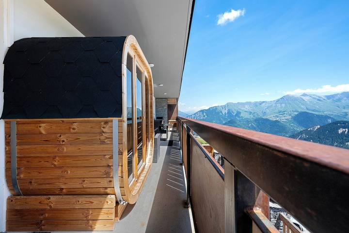Ferienwohnung "Lodge Six de Savoie" mit Bergblick, privater Terrasse und Sauna in La Toussuire, Fontcouverte-la-Toussuire