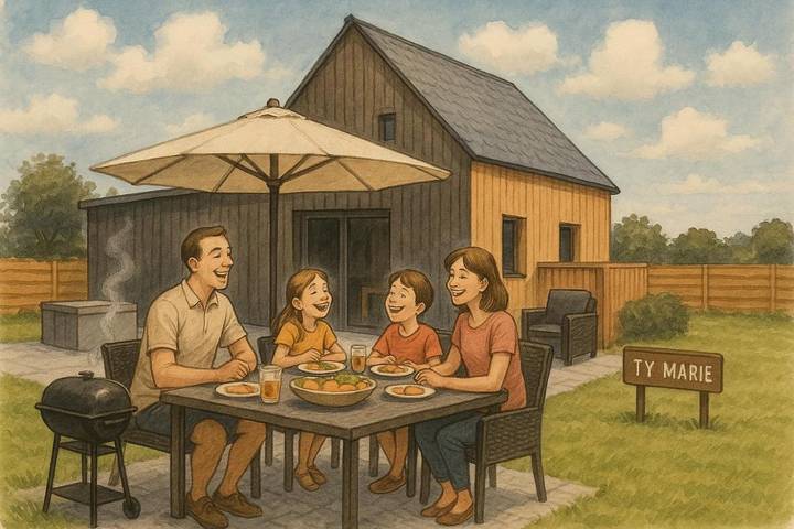 Ferienhaus für 6 Personen, mit Terrasse und Garten