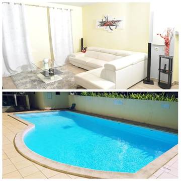 Gîte pour 4 personnes, avec balcon ainsi que vue et piscine à Les Abymes