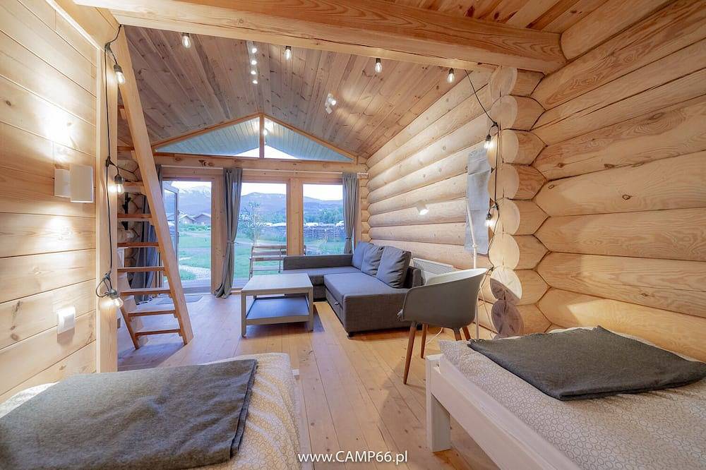 Camp66  - Drewniane domki z bali z widokiem na Śnieżke  in Ściegny, Sudeten (Polonia)