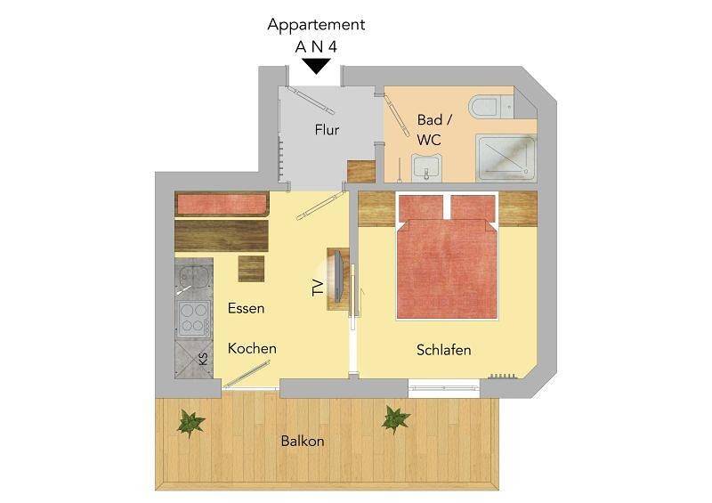 Ganze Ferienwohnung, N - 4 Appartement/Fewo, Dusche, Wc, Balkon in Maria Alm am Steinernen Meer, Maria Alm