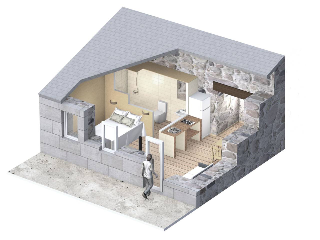 Apartamento entero, Studio-Apartment für drei Personen in San Juan del Río (Orense), Provincia de Orense