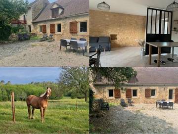 Gîte pour 4 personnes, avec vue ainsi que jardin et terrasse, animaux acceptés à Payrignac