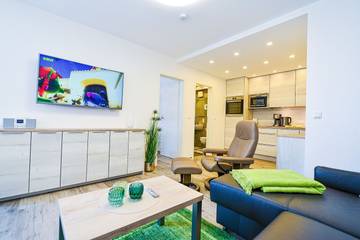 Ferienwohnung für 3 Personen, mit Balkon und Sauna sowie Seeblick und Ausblick in Sahlenburg