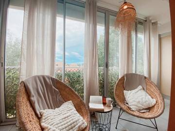 Gîte pour 3 personnes, avec piscine et jardin dans Canet-Plage