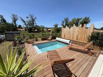 Gîte pour 6 personnes, avec balcon ainsi que jardin et piscine à Moliets-et-Maa