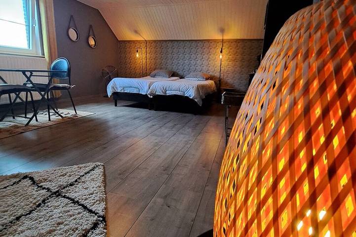 Loft Chez Baf-Suite-Eigenes Badezimmer-Blick auf die Landschaft in Wibrin, Houffalize