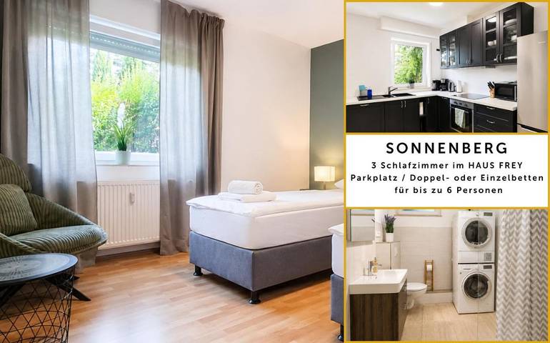 Ferienwohnung für 6 Personen, mit Balkon und Terrasse sowie Garten und Ausblick
