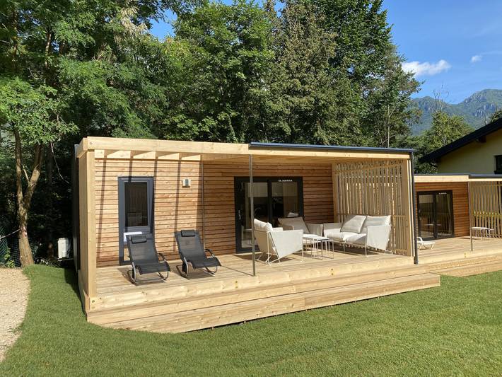 Bungalow für 4 Personen, mit Terrasse und Garten, mit Haustier am Idrosee
