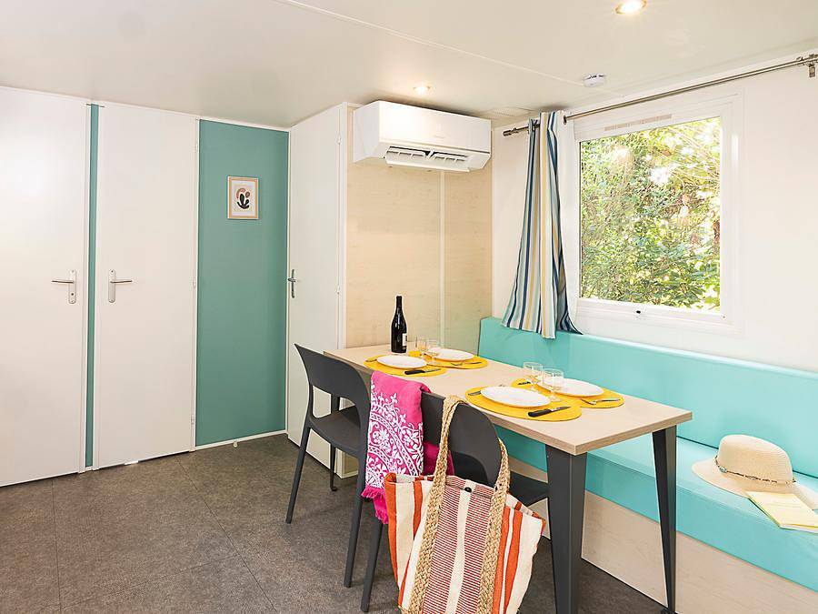 Flower camping La Dordogne Verte - Mobilheim 8 personen - Mobilheim Tribu Confort 48m² (4 Zimmer) - 2 Badezimmer + Tv + Klima + Terrasse in Saint-Aulaye, Périgord Vert