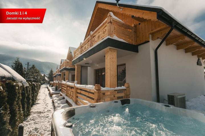 Resort dla 8 osób, z Balkon i Jacuzzi oraz Taras i Ogród w Szczawnica