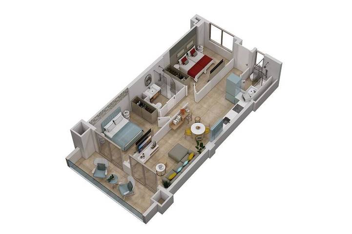 Vakantieappartement voor 5 personen, met balkon en zwembad in La Caleta