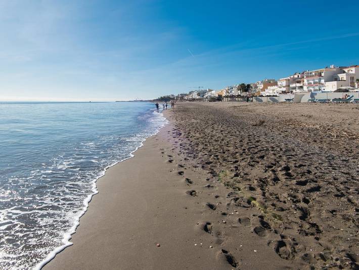 Typical fishermen’s house on La Carihuela beach in La Carihuela, Torremolinos