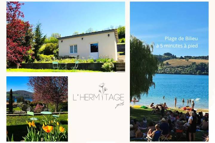 Location de vacances pour 4 personnes, avec Terrasse ainsi que Jardin et Vue sur le lac à Bilieu