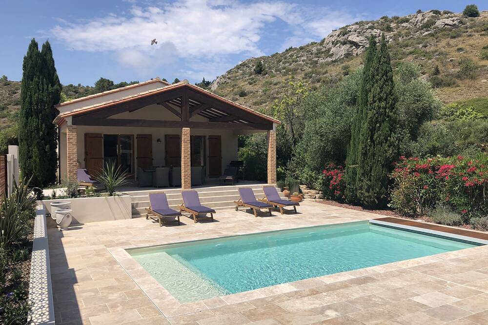 Luxusvilla mit privatem Pool, ruhiges, altes Weindorf, nah am Meer in Fitou, Mittelmeerküste (Frankreich)