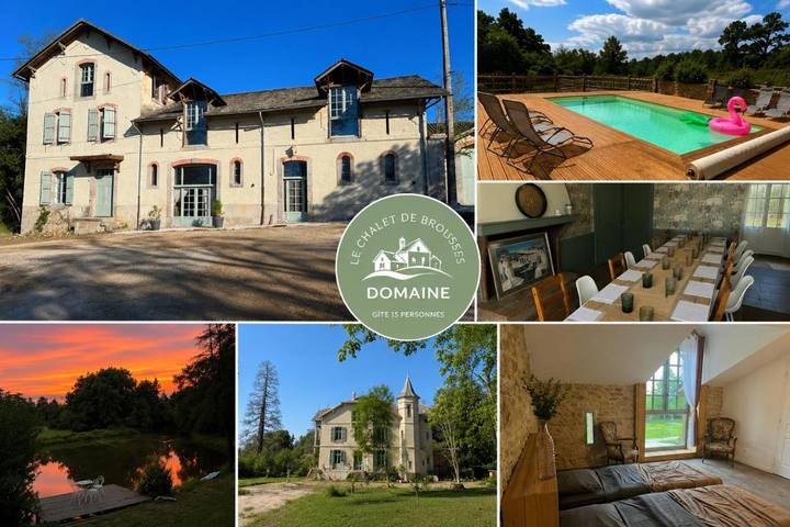 Location de vacances pour 15 personnes, avec Terrasse et Jardin ainsi que Piscine et Vue à Brousses-et-Villaret