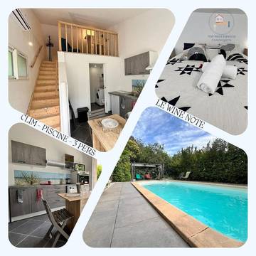Gîte pour 3 personnes, avec terrasse ainsi que piscine et jardin à Saint-Georges-d'Orques