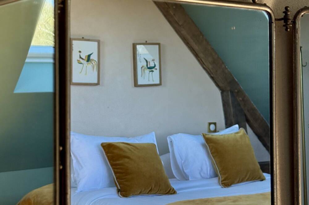 Gîte-Vista para o vale-Casa de banho privativa com banheira in Sainte-Famille-en-Auge, Lisieux (Região)