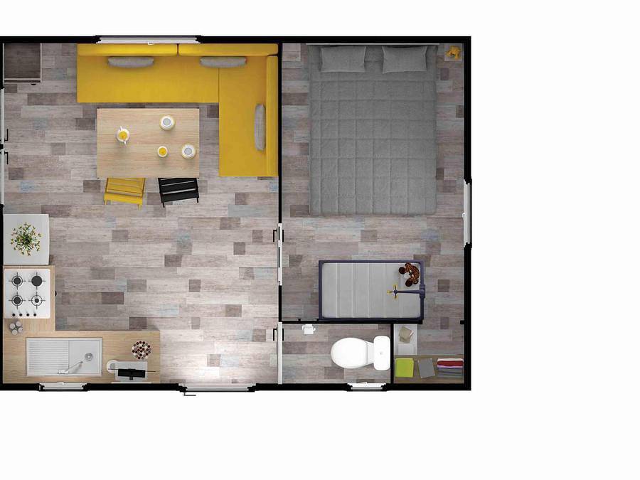 Flower Camping la Canadienne - Mobilhome 4 personas - Mobil-home Standard - 23m² - 2 habitaciones - terraza cubierta + Tv | 4 personas in Arès, Region de Arcachon