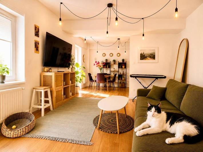 Appartement de vacances pour 4 personnes, avec Terrasse ainsi que Jardin et Vue