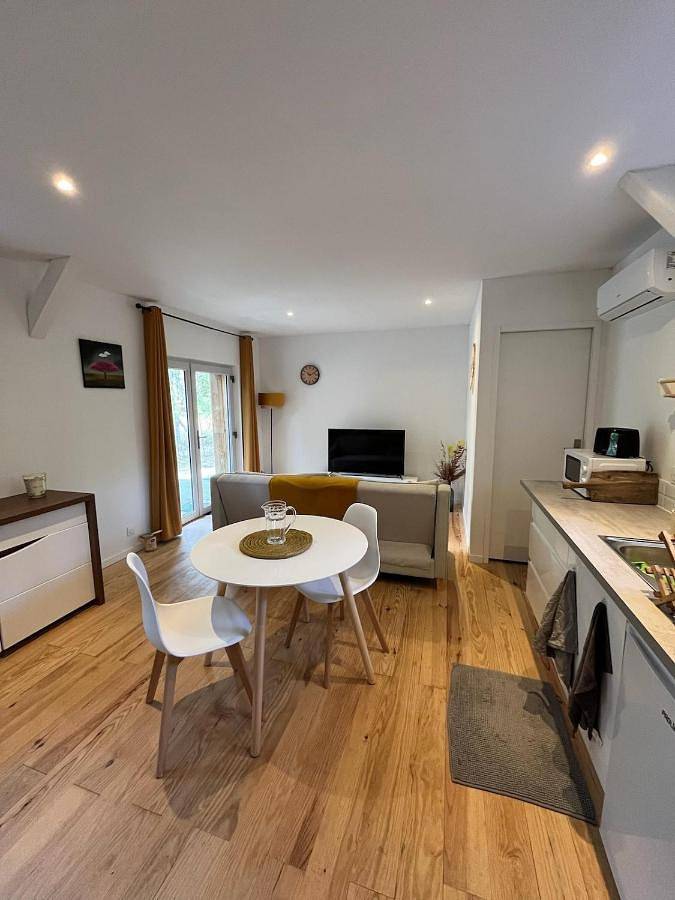 Gîte pour 3 personnes, avec Terrasse et Jardin ainsi que Piscine et Vue à Campet-et-Lamolère
