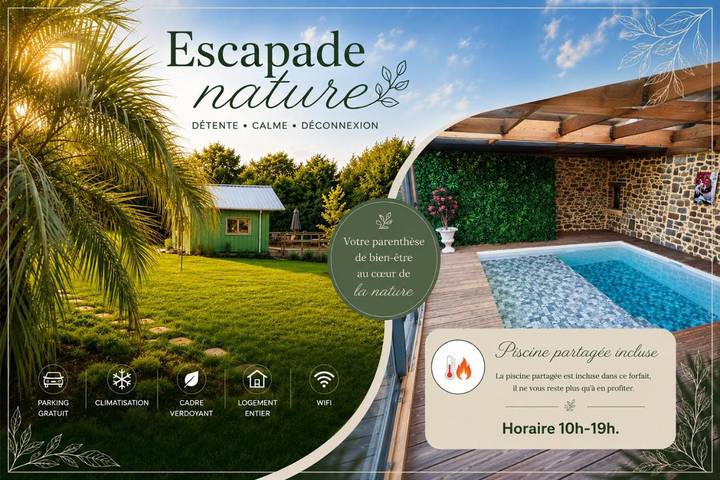Maison de vacances pour 3 personnes, avec jardin et vue ainsi que piscine et terrasse