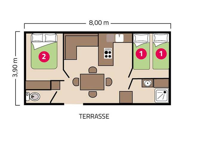 Mobil home pour 4 personnes, avec bassin pour enfant à Plozévet - 4