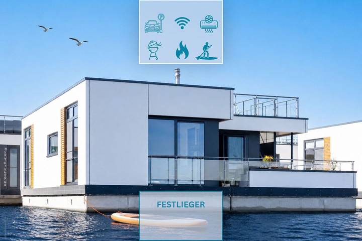 Ferienhaus für 6 Personen, mit Terrasse und Ausblick sowie Seeblick auf Fischland - Darß - Zingst